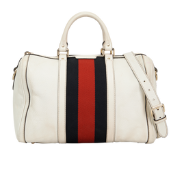 Vintage Joy Boston Bag, Leather, White, 247205, DB/S, 2*